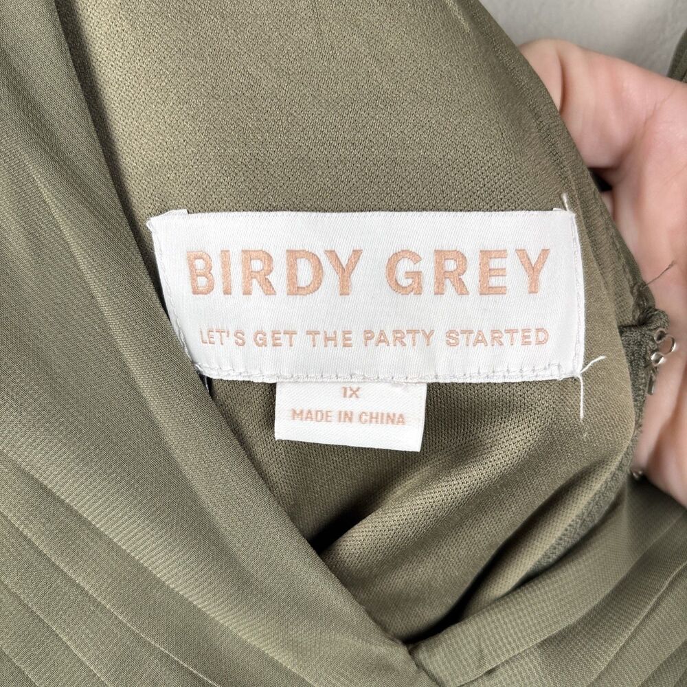 Birdy Grey Bridesmaid dress Thyme Green V-Neck Dress with Pleated Bodice Laurie - Picture 6 of 10